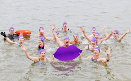 19/9/23 ***NO REPRO FEE**** Labour Party leader Ivana Bacik braves the cold for a dip with Members of the Irish Network of Gynaecological Oncology (INGO) to encourage women to ‘Dip or Dance’ this World Gynaecologic Oncology Day. On World GO Day, patients and advocates around the globe will unite to raise awareness of all five gynaecologic cancers (ovarian, cervical, uterine, vulval and vaginal) and their risk factors.   Pic: Marc O'Sullivan